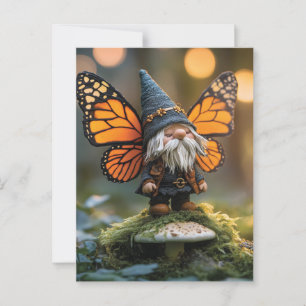 Monarch Butterfly Winged Gnome - Fantasy Creature Postcard