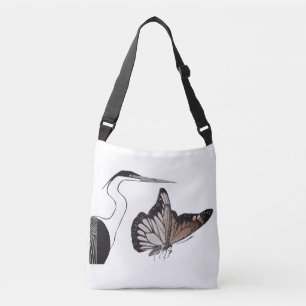  Monarch butterfly with Egret  Crossbody Bag