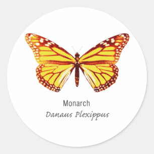 Monarch Butterfly with Name Classic Round Sticker