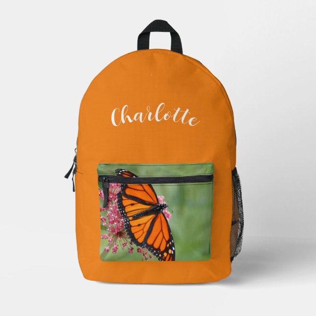 Monarch Butterfly with Name Printed Backpack (Front)