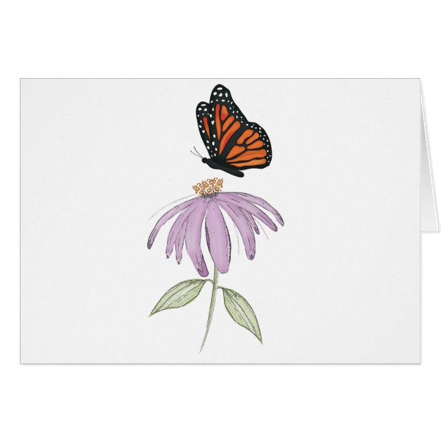 Monarch Butterfly with Purple Cone Flower (Front Horizontal)