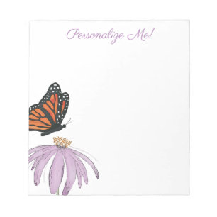 Monarch Butterfly with Purple Cone Flower Notepad