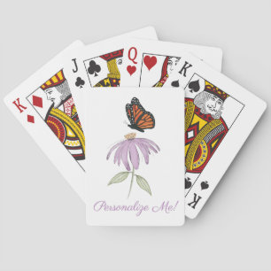 Monarch Butterfly with Purple Cone Flower Playing Cards