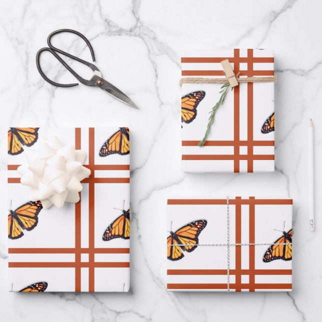 Monarch butterfly wrapping paper sheet (Front)