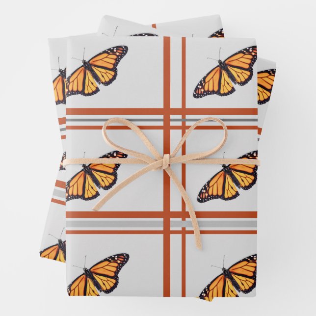 Monarch butterfly wrapping paper sheet (In situ)