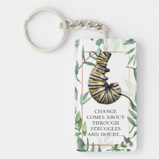 Monarch Caterpillar and Butterfly Encouragement Key Ring
