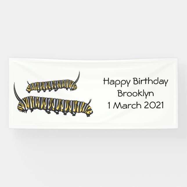 Monarch caterpillar cartoon illustration banner (Horizontal)