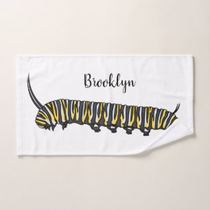 Monarch caterpillar cartoon illustration  bath towel set