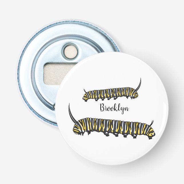 Monarch caterpillar cartoon illustration  bottle opener (Front)