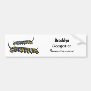 Monarch caterpillar cartoon illustration bumper sticker