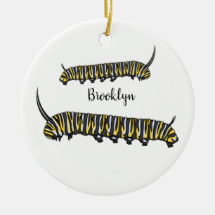 Monarch caterpillar cartoon illustration  ceramic tree decoration