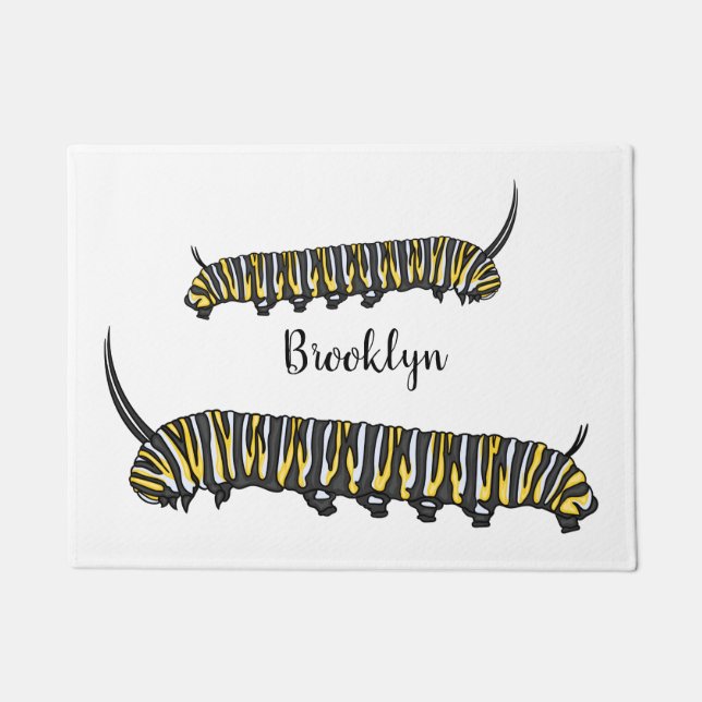 Monarch caterpillar cartoon illustration  doormat (Front)