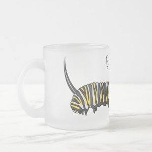 Monarch caterpillar cartoon illustration  frosted glass coffee mug