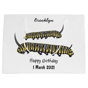 Monarch caterpillar cartoon illustration large gift bag