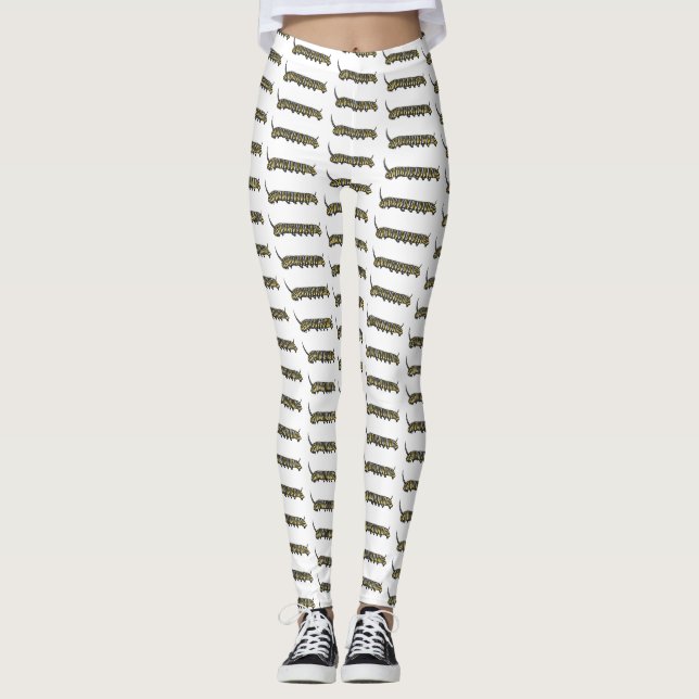 Monarch caterpillar cartoon illustration  leggings (Front)