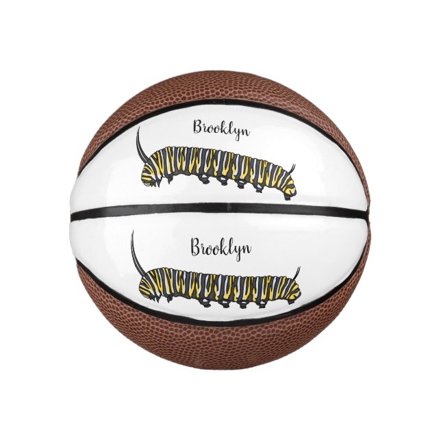 Monarch caterpillar cartoon illustration  mini basketball (Front)