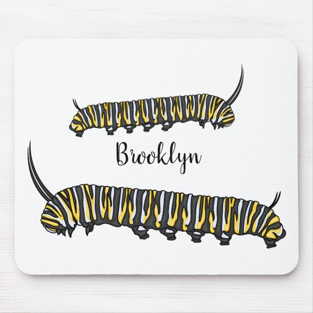 Monarch caterpillar cartoon illustration mouse mat (Front)