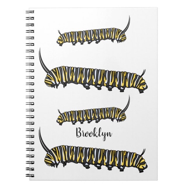 Monarch caterpillar cartoon illustration notebook (Front)