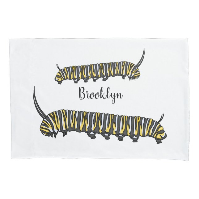 Monarch caterpillar cartoon illustration  pillowcase (Front)