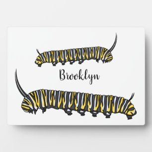Monarch caterpillar cartoon illustration plaque