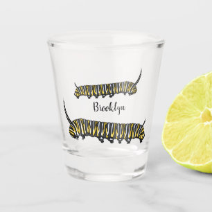 Monarch caterpillar cartoon illustration shot glass