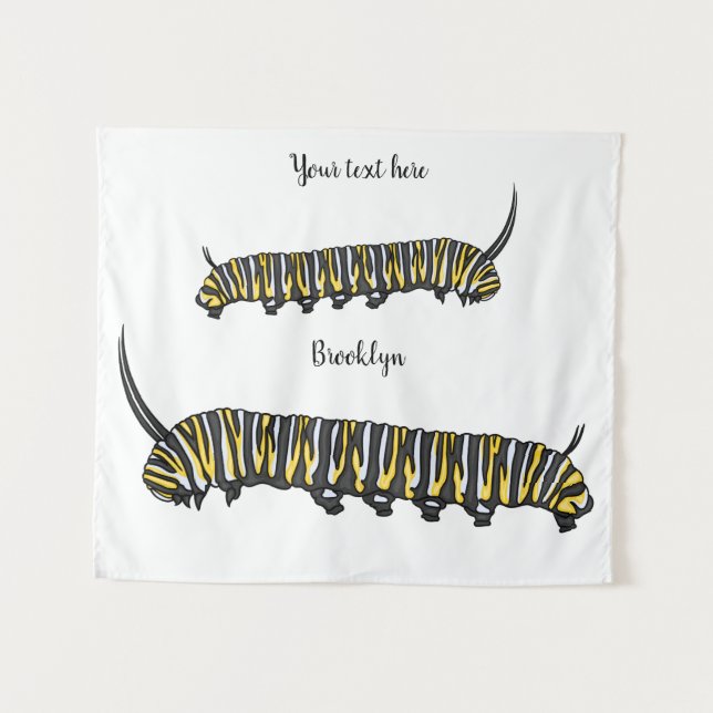 Monarch caterpillar cartoon illustration  tapestry (Front (Horizontal))