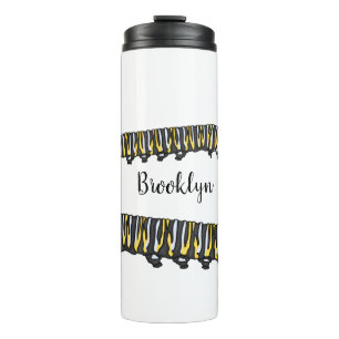 Monarch caterpillar cartoon illustration thermal tumbler