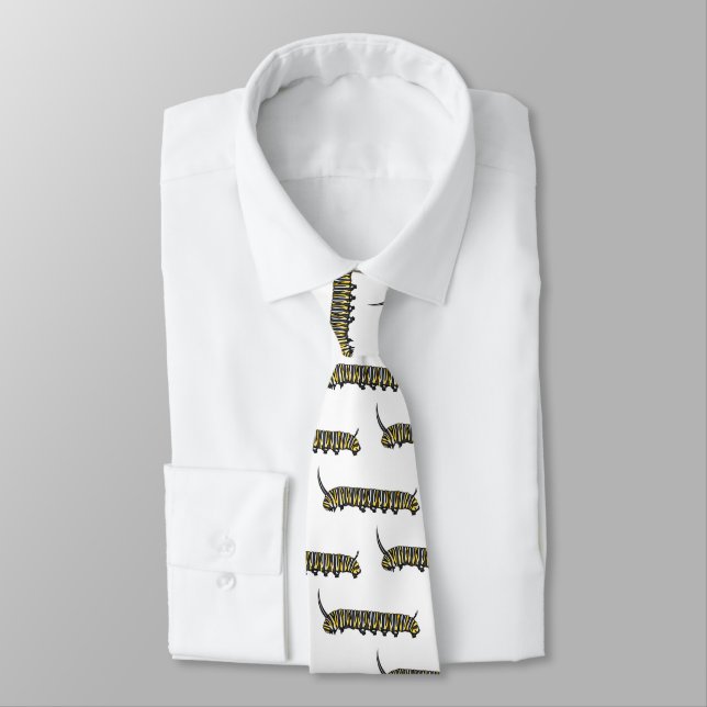 Monarch caterpillar cartoon illustration tie (Tied)
