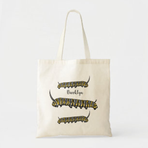 Monarch caterpillar cartoon illustration tote bag