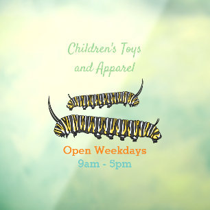 Monarch caterpillar cartoon illustration window cling