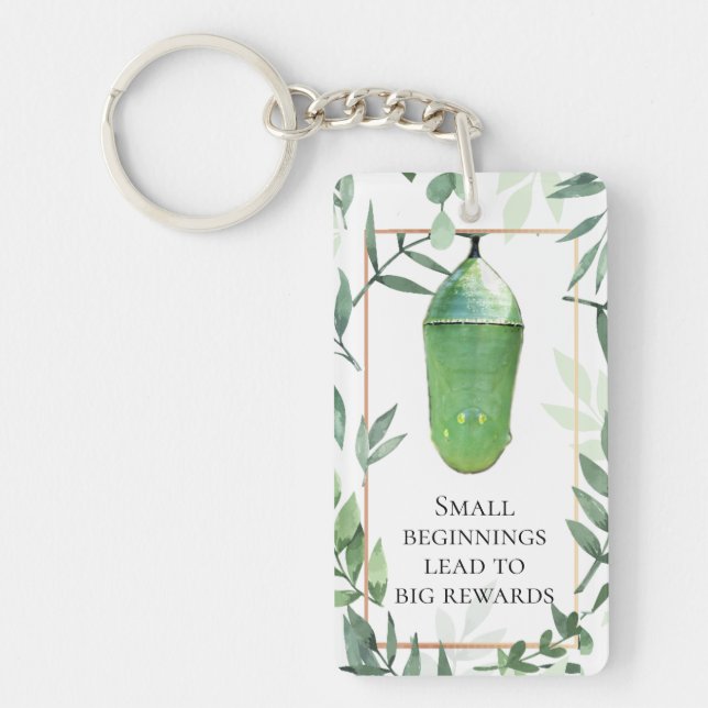 Monarch Chrysalis and Butterfly Encouragement Key Ring (Front)