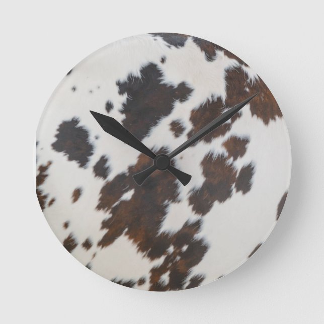 Monarch Cow Black  Fur  Round Clock (Front)