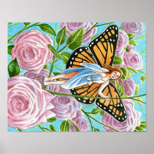 Monarch Fairy amongst the Roses Poster (Front)