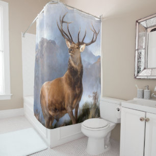 Monarch of Glen Elk Wildlife Animal Shower Curtain