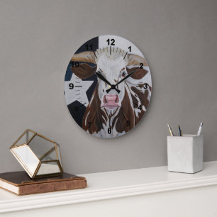 Monarch of the Rangeland Painting by Alfred Fox Large Clock