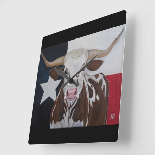 Monarch of the Rangeland Painting by Alfred Fox Square Wall Clock