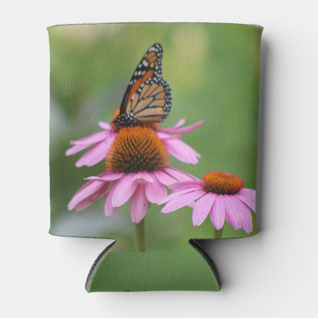 Monarch on Echinacea Can Cooler (Front)