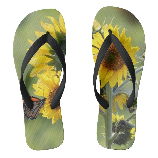 Monarch on Sunflowers Flip Flop Sandals (Footbed)