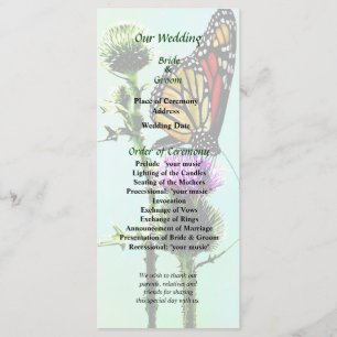 Monarch on Thistle Wedding Program Programme