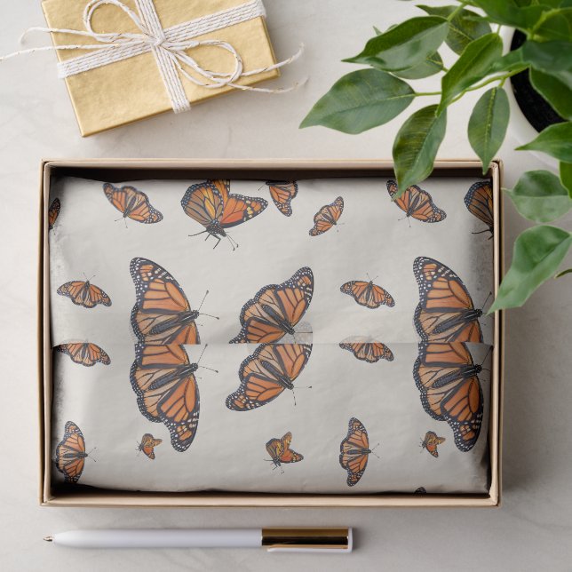 Monarch Orange Butterflies Pattern Tissue Paper (Gift)