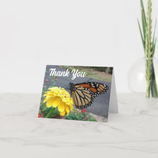 Monarch Sipping Yellow Zinnia Thank You Card