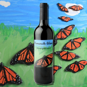 Monarch Wine Butterfly Folk Art Wine Label