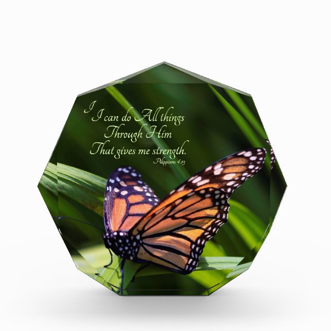 Monarch with 'I can do all things' verse Photo Block (Front)