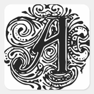 Monarchia Black Letter "A" Square Sticker
