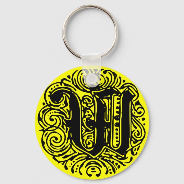 Monarchia Monogram Letter W Initial Alphabet W Key Ring (Front)