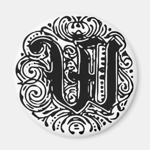Monarchia Monogram Letter W Initial Alphabet W Magnet