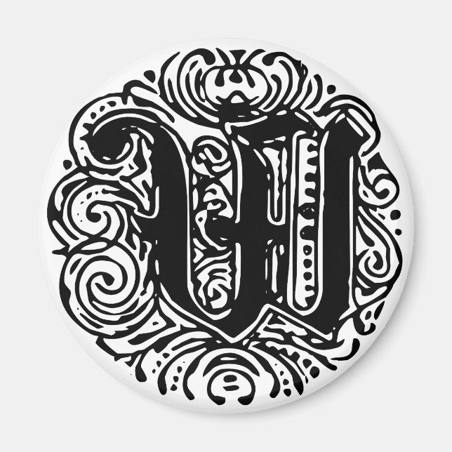 Monarchia Monogram Letter W Initial Alphabet W Magnet (Front)