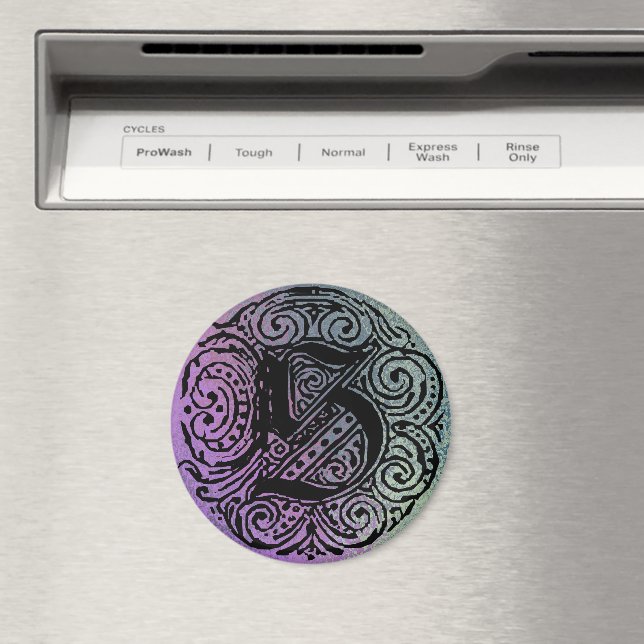 Monarchia "S" Purple and Blue Background Large Magnet (In Situ (Dishwasher))
