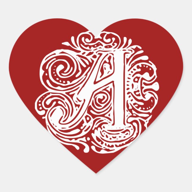 Monarchia White Letter "A" Heart Sticker (Front)