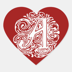 Monarchia White Letter "A" Heart Sticker